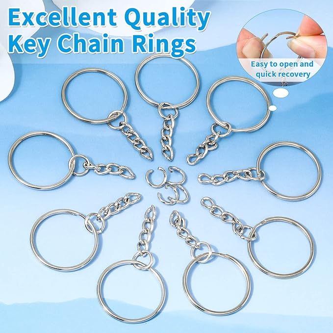 Paxcoo 50Pcs Keychains with Chain and 50 Pcs Jump Rings, Keychain Rings Kit - Image 5