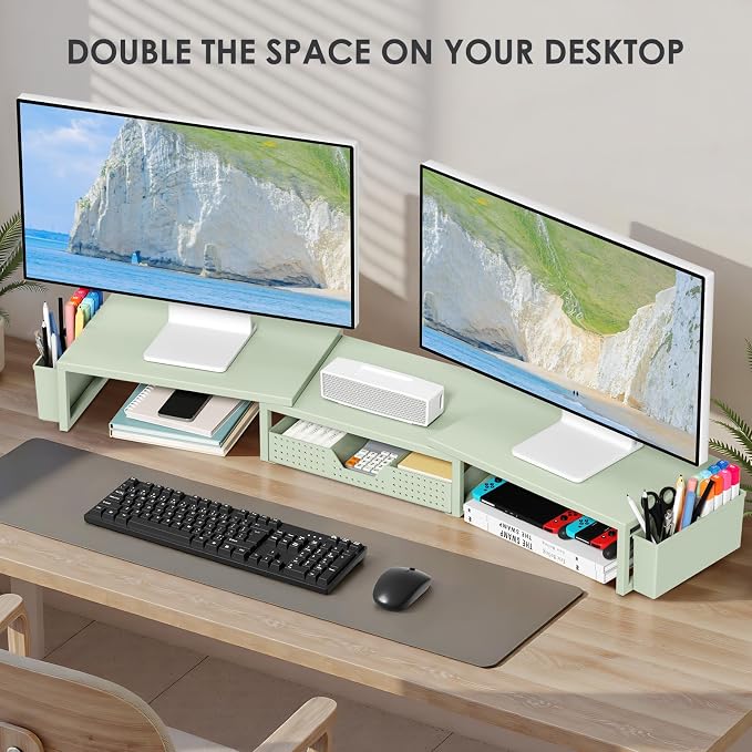 OPNICE Desk Organizers and Accessories, Dual Monitor Stand Riser - Image 4