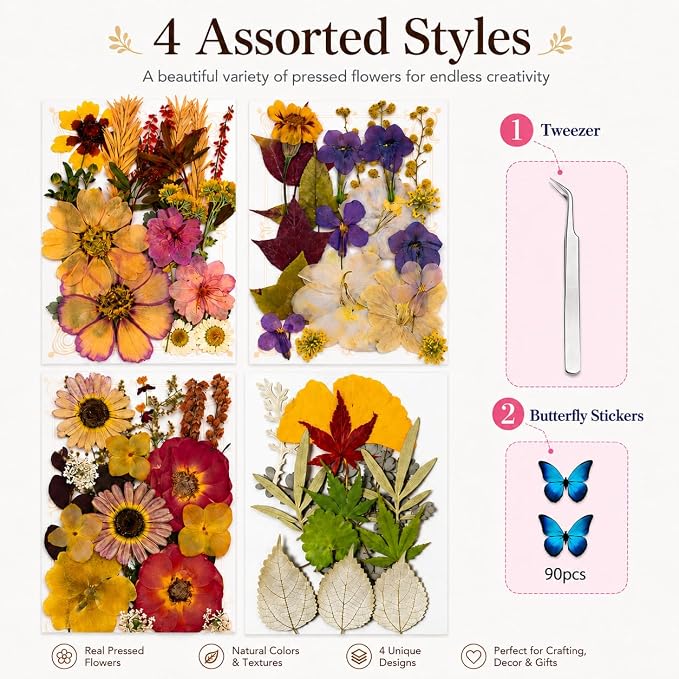 163 pcs Dried Flowers for Resin, Natural Flowers and Leaves Kit - Image 4
