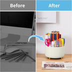 Marbrasse Desk Organizer, 360-Degree Rotating Pen Holder, 5-Compartment Pencil - Image 7