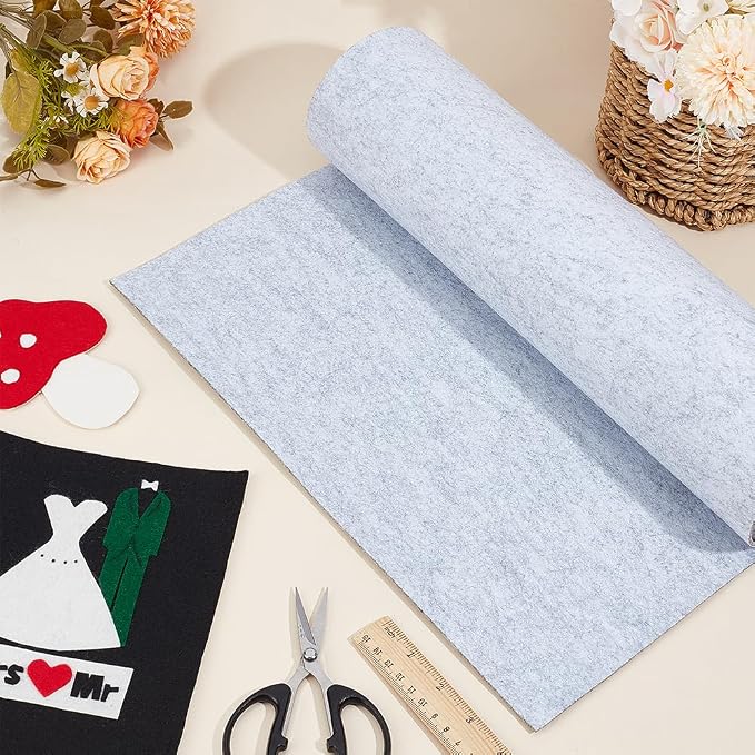 BENECREAT 118x15.75 Inch Light Grey Felt Roll, 2mm Thick Craft Felt Fabric Soft - Image 5