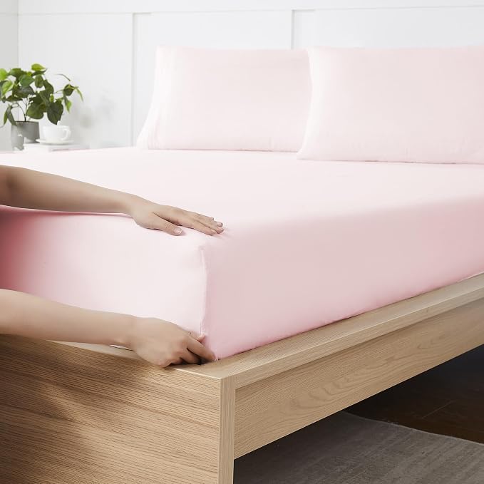 Twin XL Fitted Sheet Only with Full Elastic & Built in Corner Sheet Straps to by SweetHomeCollection