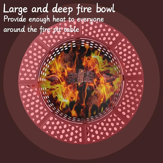 OutVue 42 Inch Fire Pit with 2 Grills, Extra Large Wood Burning Fire Pits - Image 4