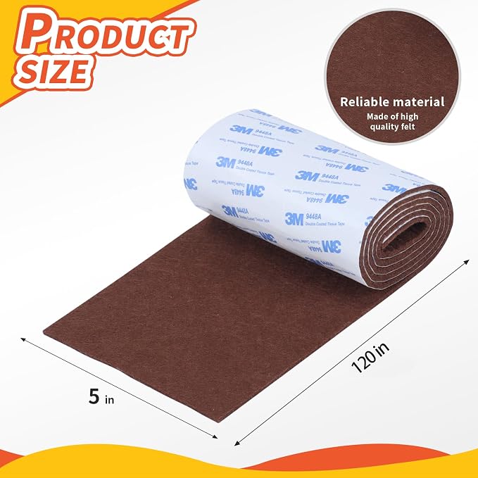 VOCOMO Felt Furniture Pads, Heavy Duty Felts Strip Roll - Image 2