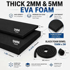 3-Piece EVA Cosplay Foam Kit, Includes 2 Black EVA Foam Sheets and 15mm x 2m - Image 2