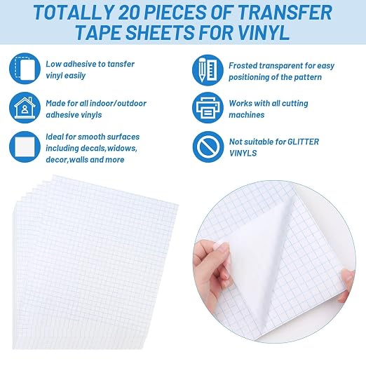 selizo 20 Pack Clear Transfer Tape, Contact Paper Decal Transfer Sheet Low Tack - Image 3
