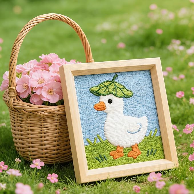INFUNLY Simple Duck Punch Needle Kit White Duck DIY Embroidery Punch Needle Set - Image 4