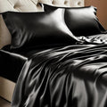 BEDELITE King Size Sheets Set, Luxury Soft Black Satin Sheets by BEDELITE