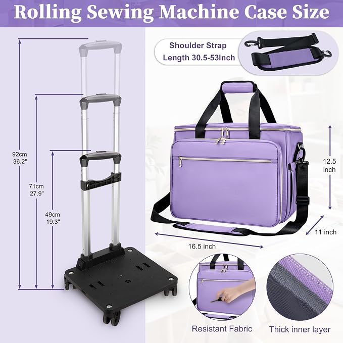 Anitor Rolling Sewing Machine Carrying Case - Image 2