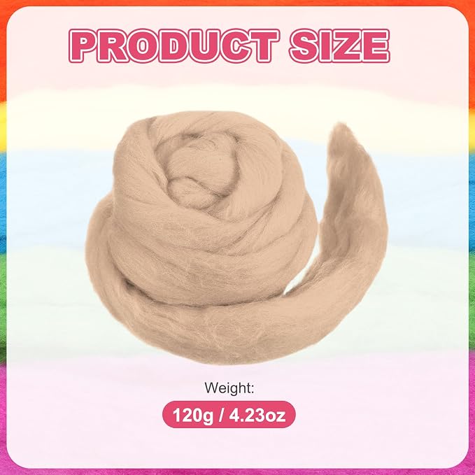MECCANIXITY Wool Roving Yarn Soft Felting Wool 120g/4.23oz Pure Chunky Roving - Image 2
