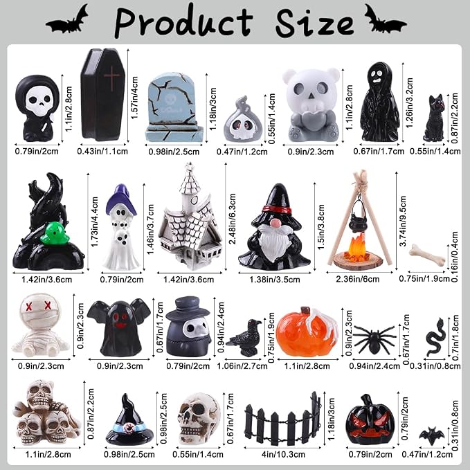 DIYDEC 54pcs Halloween Mini Resin Figures, Tiny Figurines to Hide Toys Little - Image 4