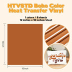 HTVSTD Chocolate Brown Boho HTV Heat Transfer Vinyl 8pcs 12×10in | Vivid Color - Image 2