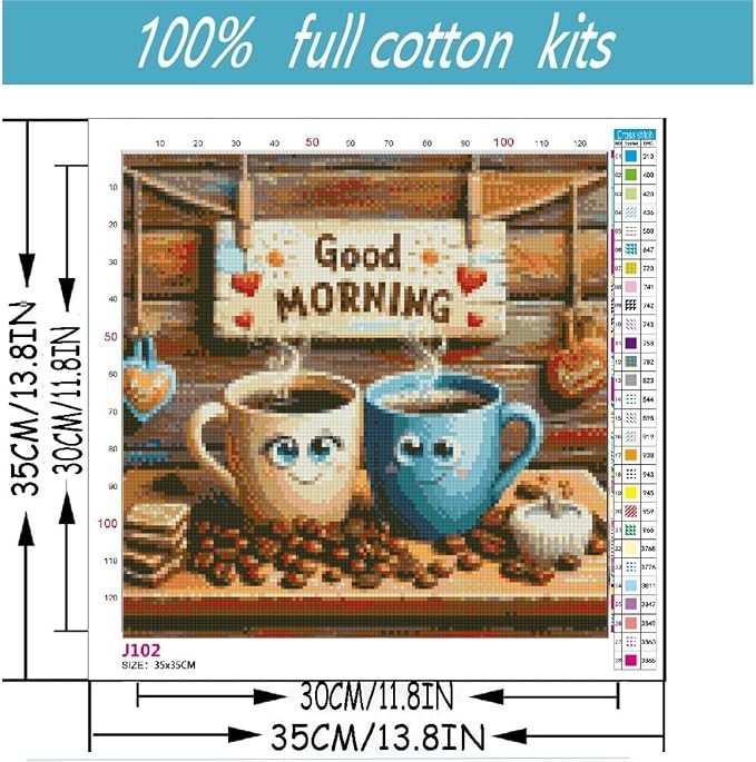 niurenmaoyi Coffee Cups Stamped Cross Stitch Kits - Image 2