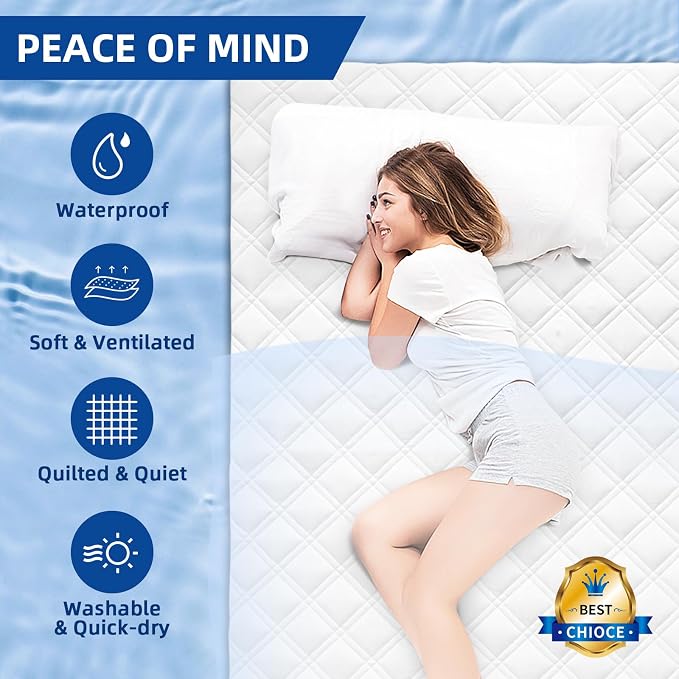 MEELUS Padded Full Mattress Protector, Breathable Waterproof Mattress Pad Cover - Image 8