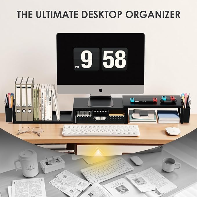 OPNICE Desk Organizers and Accessories, Dual Monitor Stand Riser - Image 5