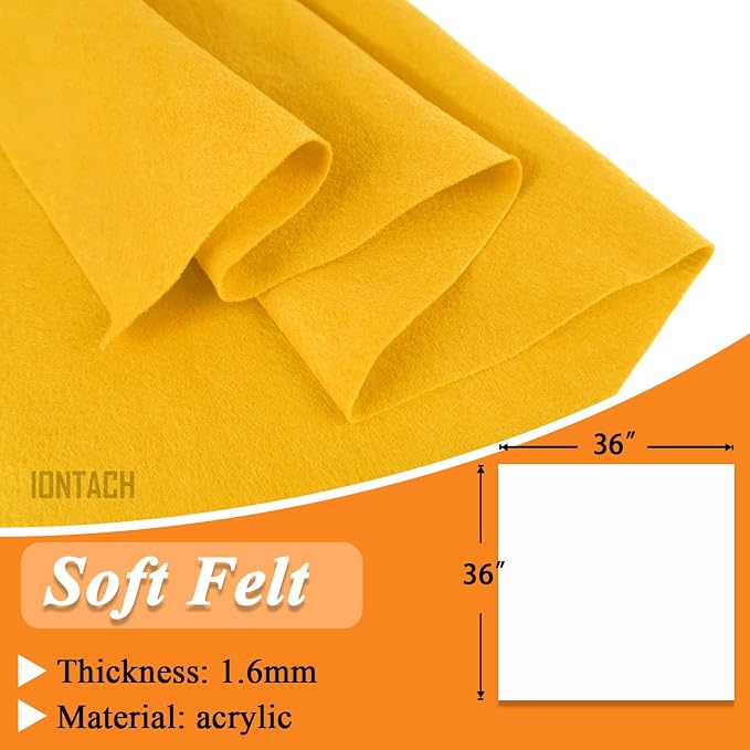 IONTACH 36" X 36" Gold Yellow Soft Felt Fabric 1.6mm Thick | Felt Sheets - Image 3