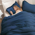 Andency Navy Blue Comforter Set Twin Size, 2 Pieces Boho Tassel Lightweight - Image 6