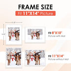 FIXSMITH 11x14 Picture Frame Set of 6, Display Pictures 8x10 - Image 2