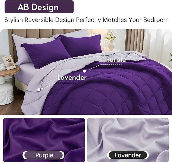 MUXHOMO 7 Pieces California King Comforter Set, Reversible Bed in a Bag Cal - Image 3