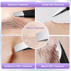 BEDACE Tweezers for Women and Men Facial Hair, Thickened 430 Stainless Steel - Image 6