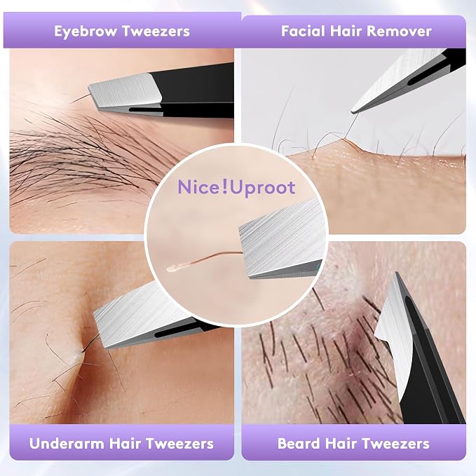BEDACE Tweezers for Women and Men Facial Hair, Thickened 430 Stainless Steel - Image 6