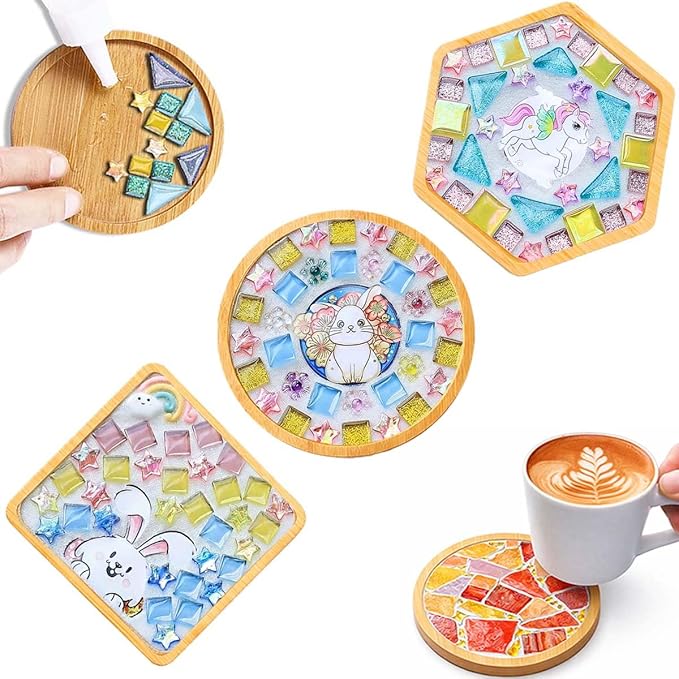 GHAHILI 3 Sets DIY Mosaic Kits for Adults Women Glass Mosaic Tiles for Crafts - Image 8