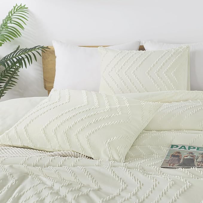 Andency Ivory Comforter Set Queen Size, Boho Soft Warm Tufted Bedding Comforter - Image 3