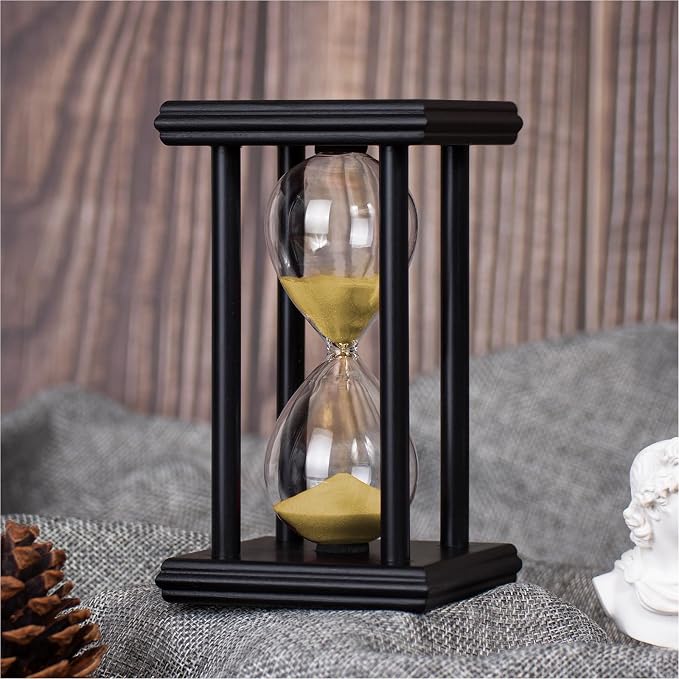 BELLAWARE Hourglass Timer with Golden Sand, 15 Minute Wooden Sand Timer | by BELLAWARE