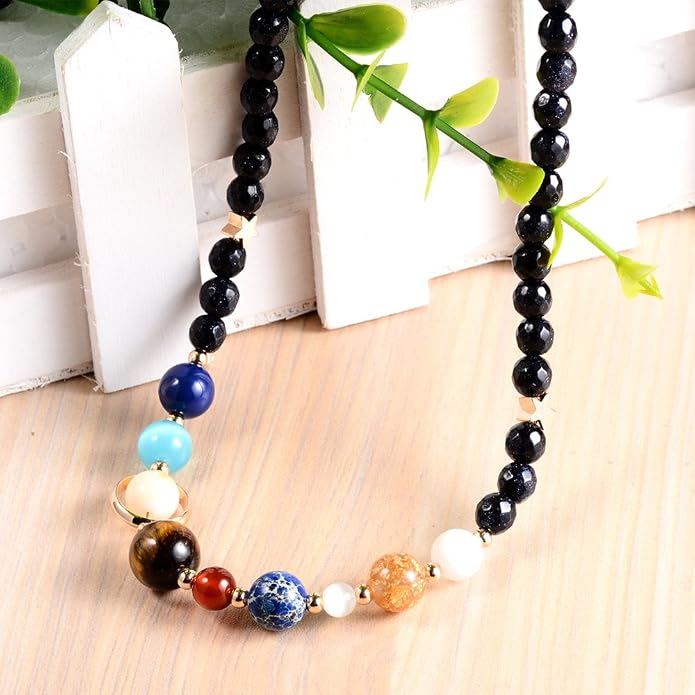 Women Stone Bead Charm Bracelet Universe Galaxy the Eight Planets Nine Planets - Image 4