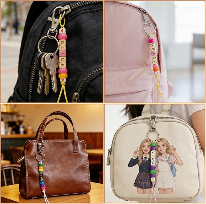 Aqltidiz DIY Beaded Keychain Making Kit, Heart Beads, Swivel Snap Hooks - Image 5