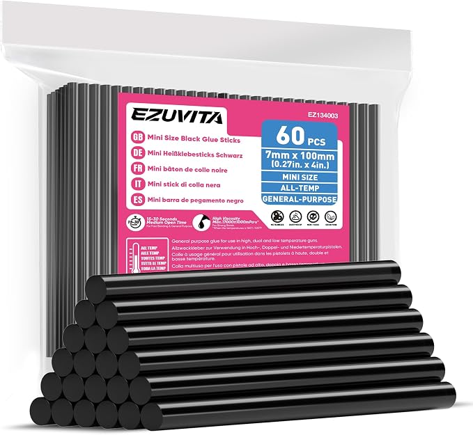 EZUVITA Mini Size Hot Glue Sticks, 0.27” Dia x 4” Long, Festival Decorations by EZUVITA