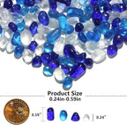 QYGL 0.55LB Blue Mixed Clear Glass Pebbles, Tumbled Sea Glass Stones - Image 3
