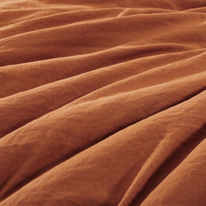 WRENSONGE King Size Comforter Set- 7 Pieces Soft Burnt Orange Bed in a Bag King - Image 5