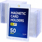Basthalan 50ct Magnetic Card Holder, 35pt Slim One Touch Card Holder, Hard by Basthalan