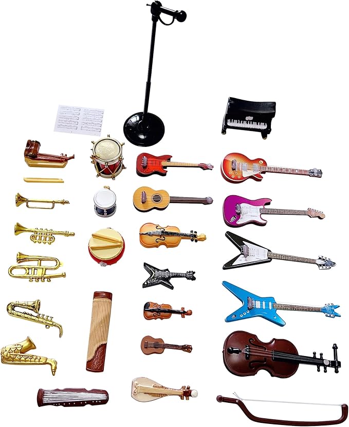25pcs Mini Musical Instruments Decoration Piano Violin Trumpet Guitar Saxophone - Image 2