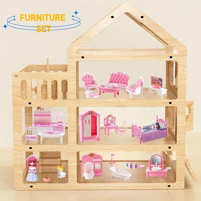 Princess Dollhouse Furniture Set, 48 Piece Luxury Miniature Accessories - Image 5