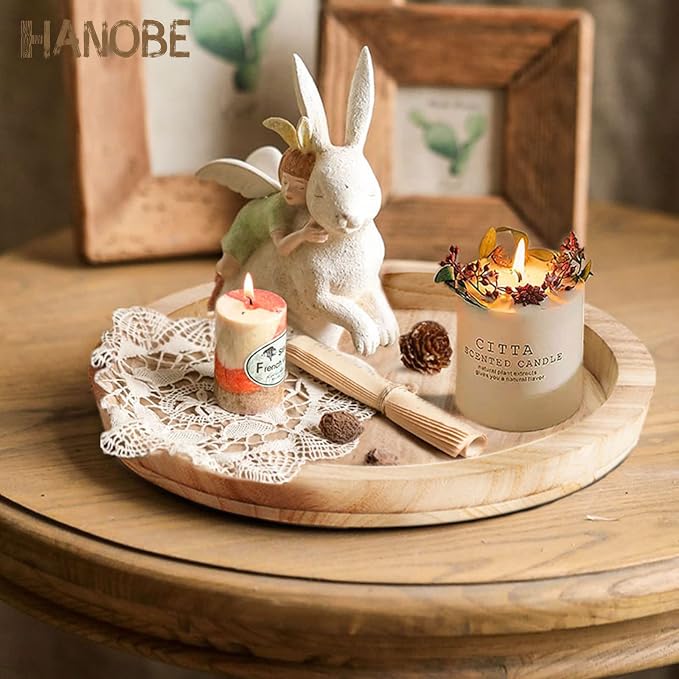 Hanobe Unfinished Round Wooden Craft Trays - Image 8