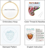 Louise Maelys Highland Cow Stamped Embroidery Kit Floral DIY Craft | Complete - Image 2
