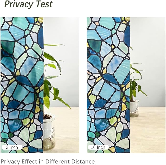 funlife Original Hand-Drawn Privacy Stained Glass Window Film, Reusable Single - Image 8
