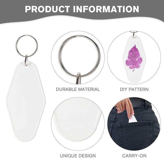 Yoption 20pcs Blank Motel Keychain Bulk - Image 4