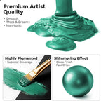 Nicpro Metallic Emerald Green Acrylic Paint, 8.45oz/250ml Craft Paints | Large - Image 2