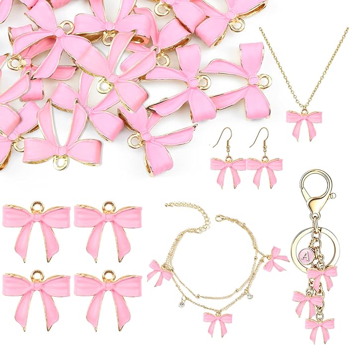 Bow Charms for Bracelet Jewelry Making Cute Bracelet Charms | 18Pcs, Bow Charms by Unknown