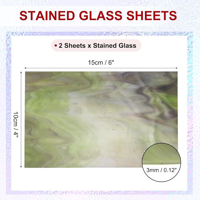 PATIKIL 4 x 6 Inch Transparent Stained Glass Sheets, 2 Sheets Mosaic Glass - Image 2