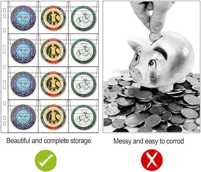 12-Pocket Coin Pages for Collectors, Standard 9-Hole Coin Collection Pages fit - Image 6