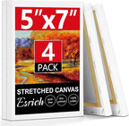 ESRICH Small Canvases for Painting 5x7, 4 Pack Stretched Canvases for Painting by ESRICH