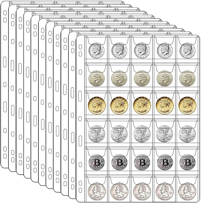 330 Pockets Coin Binder Collection Supplies Pages, Standard 9 Hole Coin by Xxmbbjy