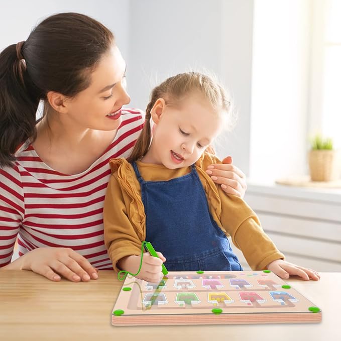 MTYOKILN Magnetic Color and Number Maze, Montessori Wooden Magnet Puzzle Game - Image 7