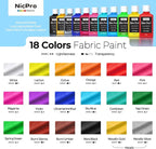 Nicpro 18 Colors Fabric Paint, Permanent Soft Fabric Paint Set - Image 7