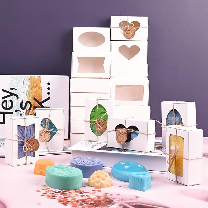 32 PCS White Soap Boxes for Homemade Soap, 3.54 X 2.36 X 1.18 Inch Soap - Image 5