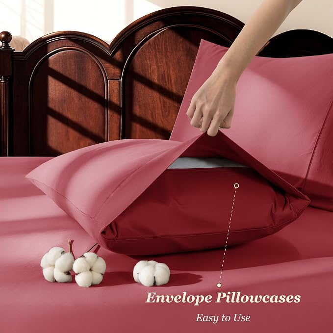 LBRO2M 1000 Thread Count 100% Egyptian Cotton Sheets Set Queen Size, 4 Piece - Image 6